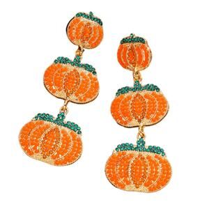 Pumpkin‎ Earrings Rhinestones